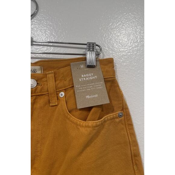 Madewell Baggy Straight Jeans Womens Size 23 Garment Dyed High Rise Ochre Fresco - Picture 3 of 8